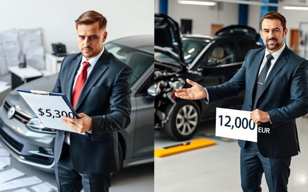 Wycena ubezpieczyciela 5 300 EUR vs MOTOEXPERT 12 000 EUR